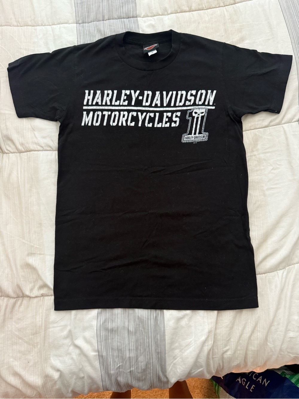 Harley-Davidson Black Tee with White Motorcycles Logo